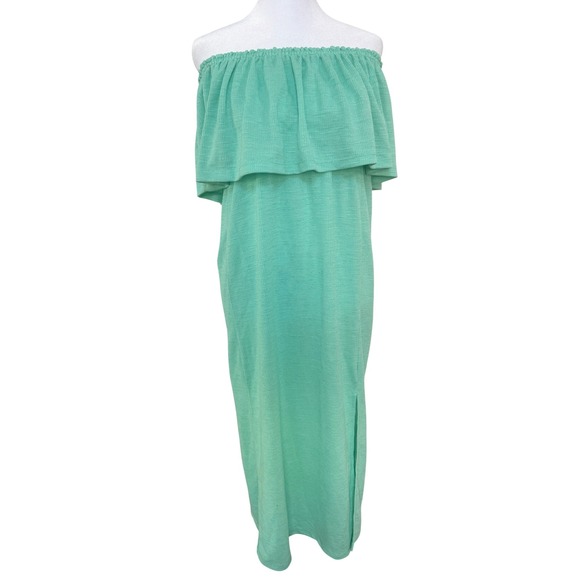 ONEILL Sz Medium Off The Shoulder Ruffle Dress Mint Green Beach‎ Cover Up - Picture 6 of 10